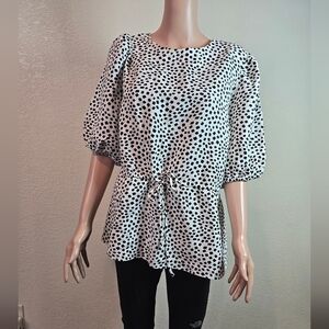 Alfani womens coral tides shirt linen blend white black Size Xl